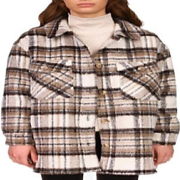Sanctuary Plaid Midi Shirt button pocket shacket Jacket XXL - Picture 1 of 5